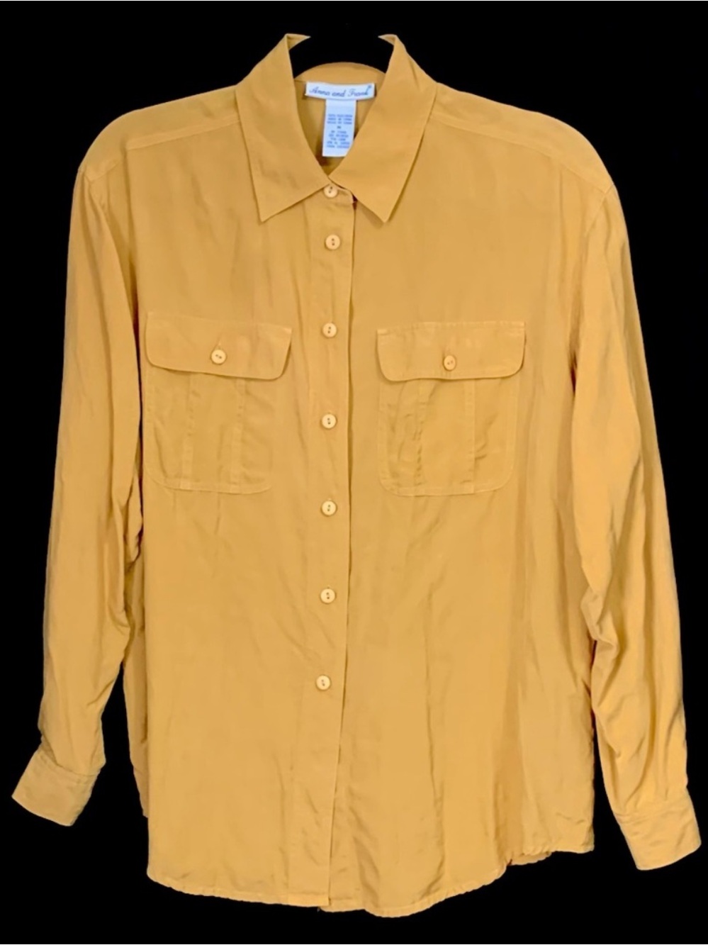 Anna And Frank Vintage 100% Silk Buttoned Front Shirt